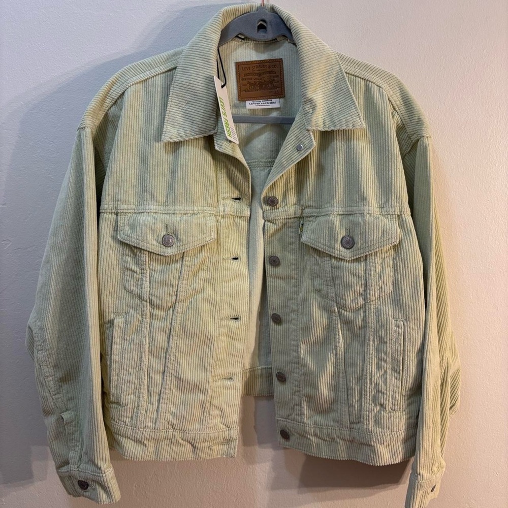 Levi’s NWT 90s Trucker Jacket in Lime Green Corduroy Size XS - Picture 4 of 6